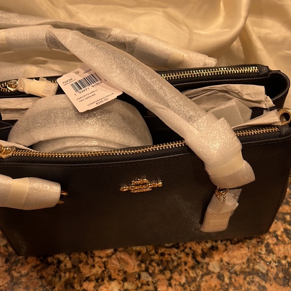 Navy Etta carryall purse Coach nwt retail $398 - Picture 2 of 5